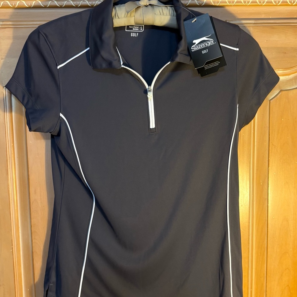 Slazenger Gray Fitted Zippered Polo Jersey NWT
